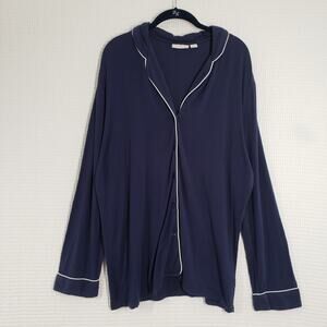 Nordstrom Lingerie Pajama Top Womens XL Blue Long Sleeve Modal Soft Lounge Sleep